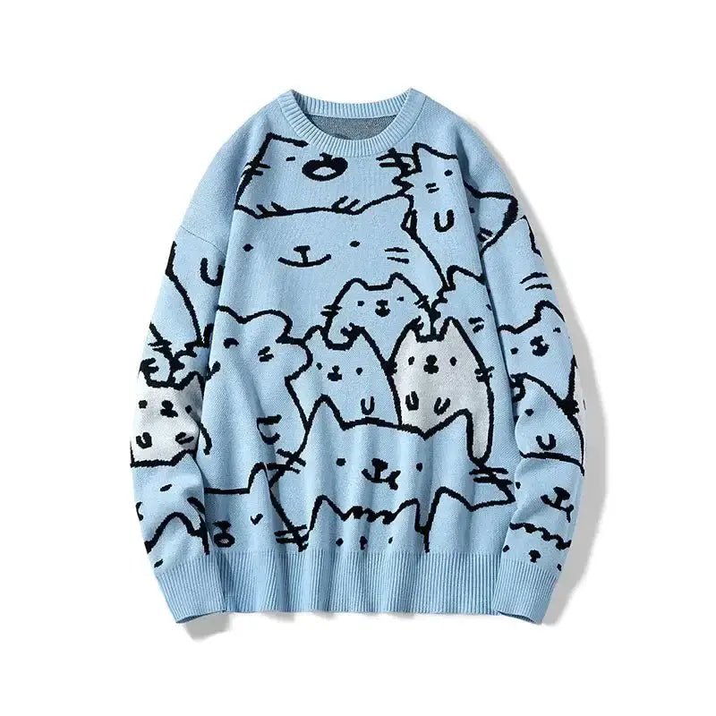 Autumn Cartoon Cat Sweaters - Loli The Cat