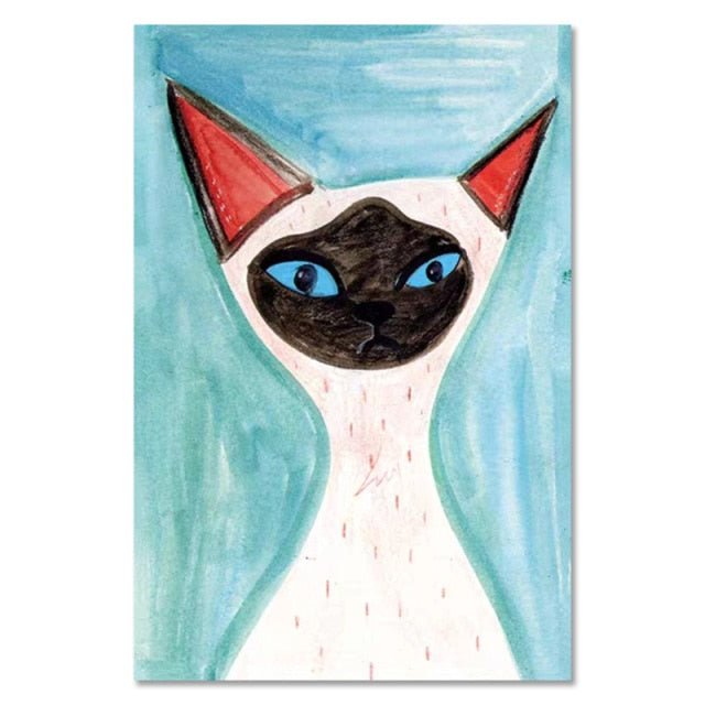Cartoon Cat Abstract Canvas Painting - Loli The Cat
