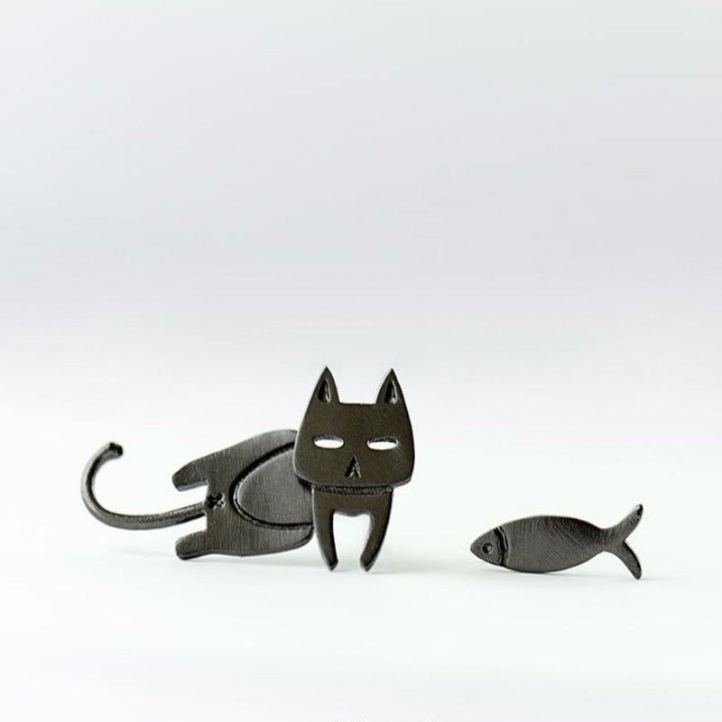 Cat and Fish Simple Summer Earring - Loli The Cat