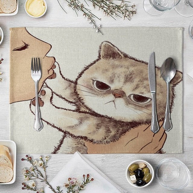 Cat Linen Table Mat - Loli The Cat