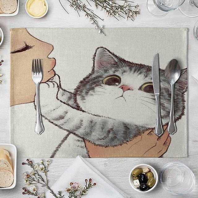 Cat Linen Table Mat - Loli The Cat
