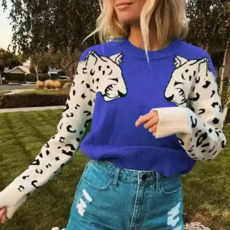 Cheetah Splice Knitted Sweater