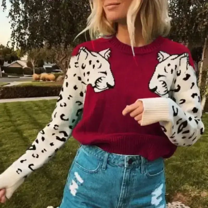 Cheetah Splice Knitted Sweater - Loli The Cat