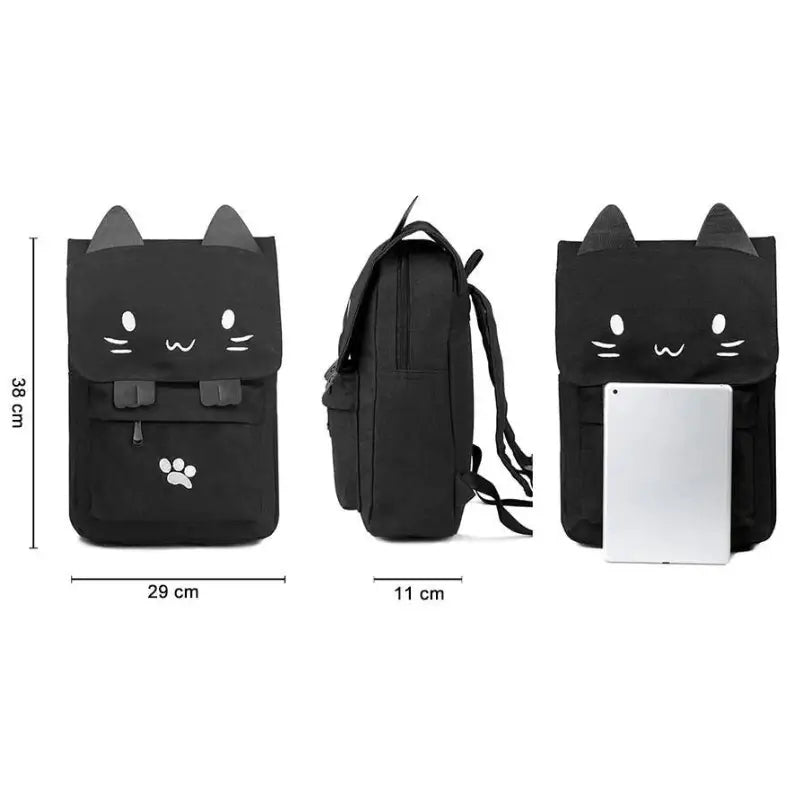 Cute Cat Canvas Embroidery Backpack - Loli The Cat