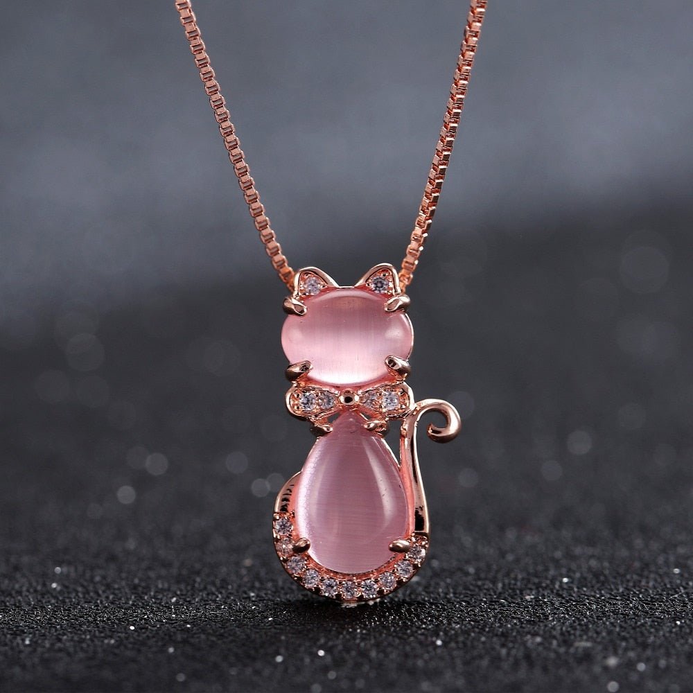 Cute Cat Opal Jewelry Necklace - Loli The Cat
