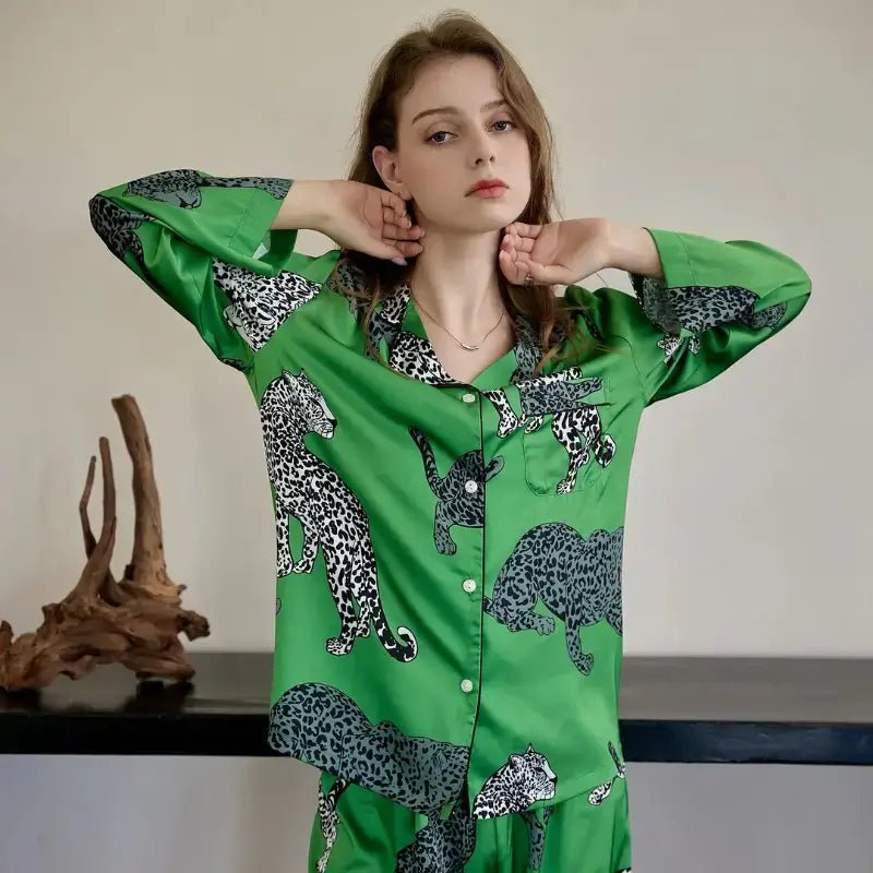 Green Leopard Pajama Set - Loli The Cat