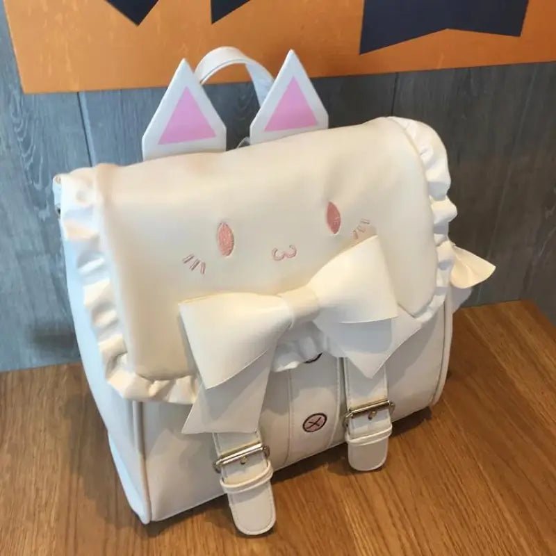 Lolita Kawaii Embroidered Cat Bow Backpack - Loli The Cat