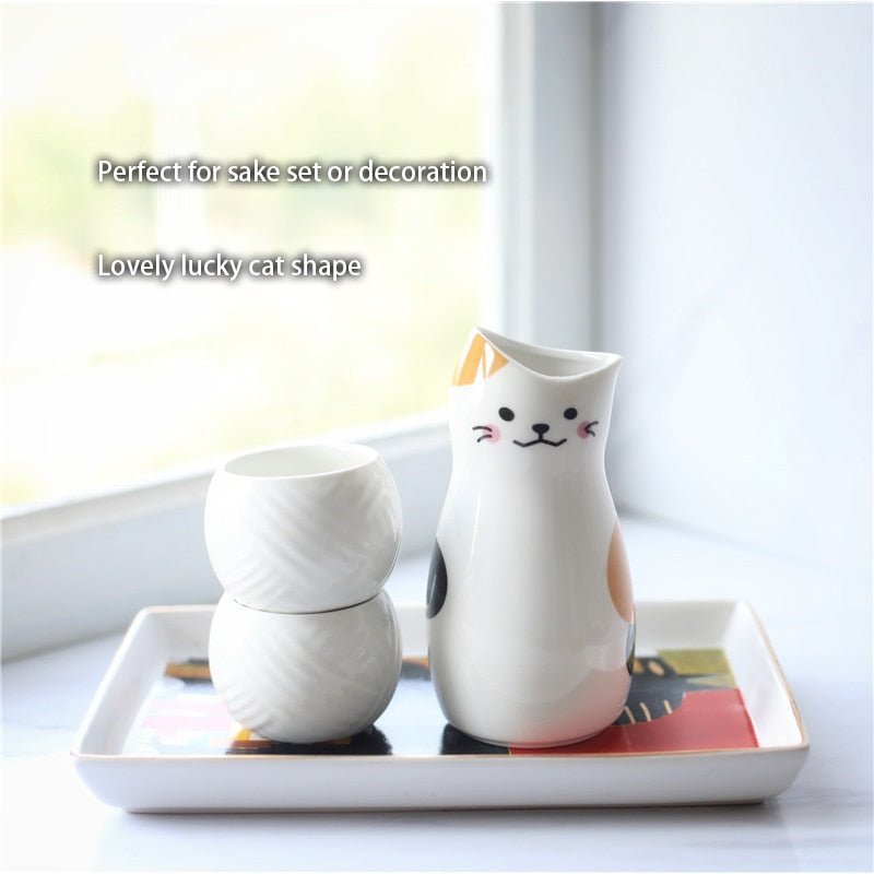 Maneki Neko Ceramic Sake Set (3pcs) - Loli The Cat