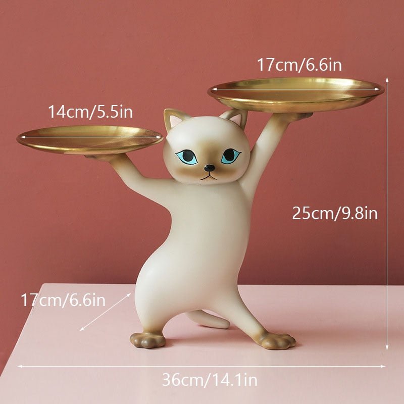 Nordic Resin Cat Tray Statue - Loli The Cat