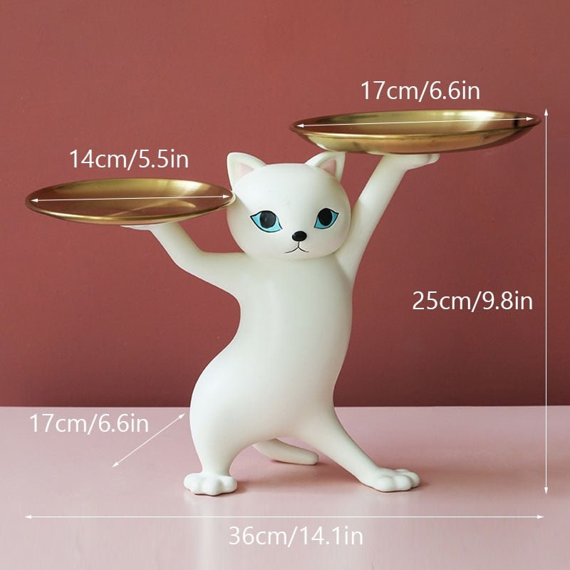 Nordic Resin Cat Tray Statue - Loli The Cat